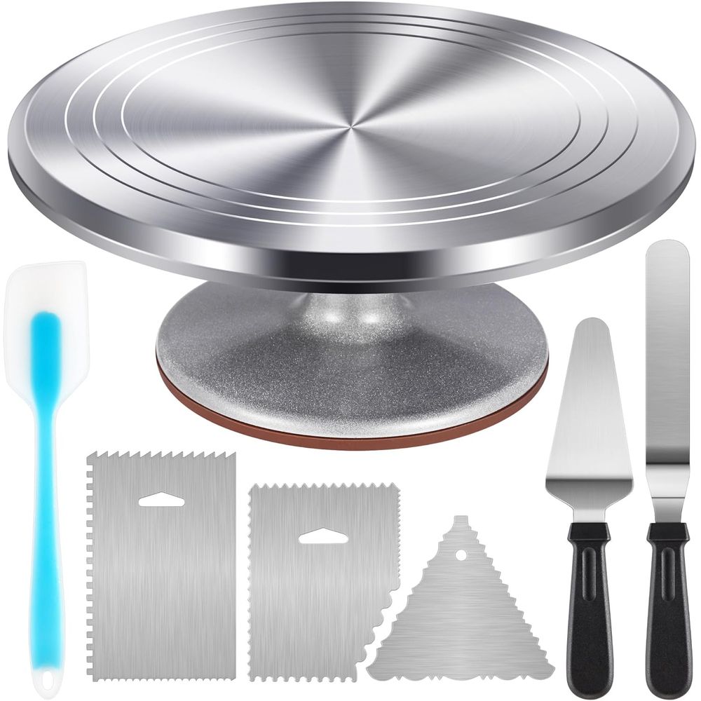 Offset Spatula Set - Cake Turntable Set, Revolving 12 Stand