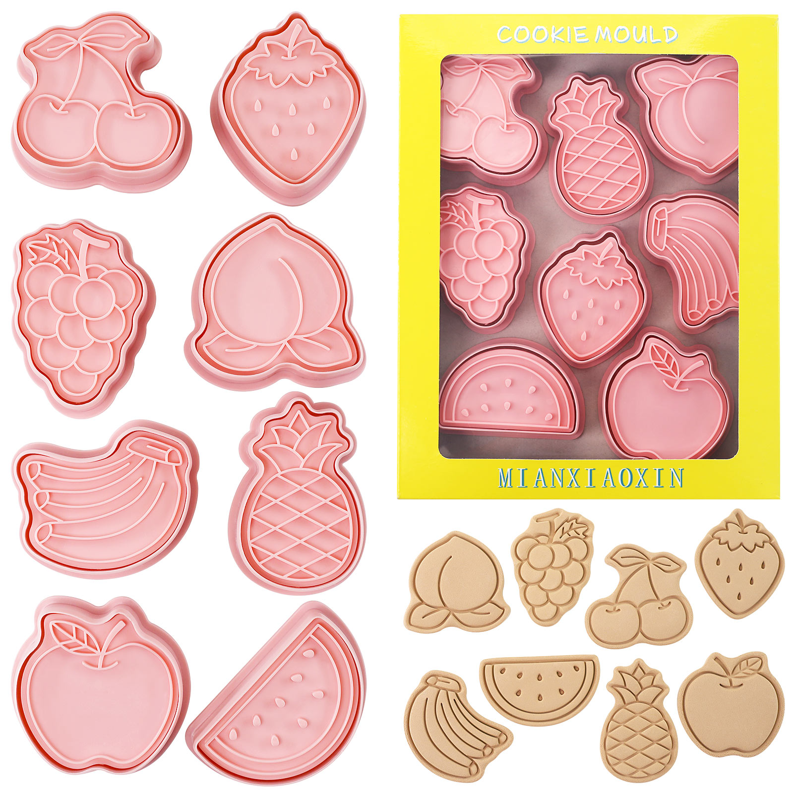 Kitchen Baking Cookies - 8 Piece Cute Fruits Cookie Cutters