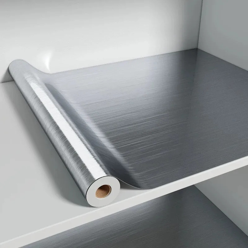 Kitchen Queen - PVC Stainless Brushed Silver Removable Wallpaper