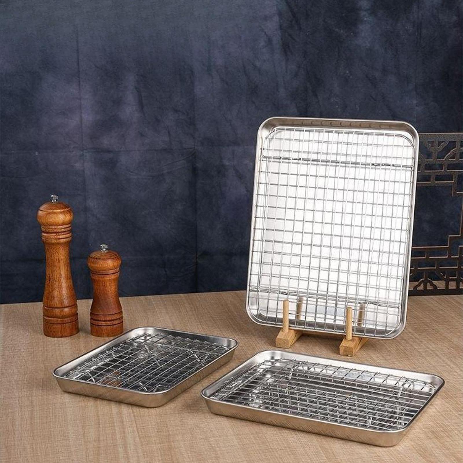 Kitchen Baking Tray Set - Cookie Sheet with Cooling Rack Stainless