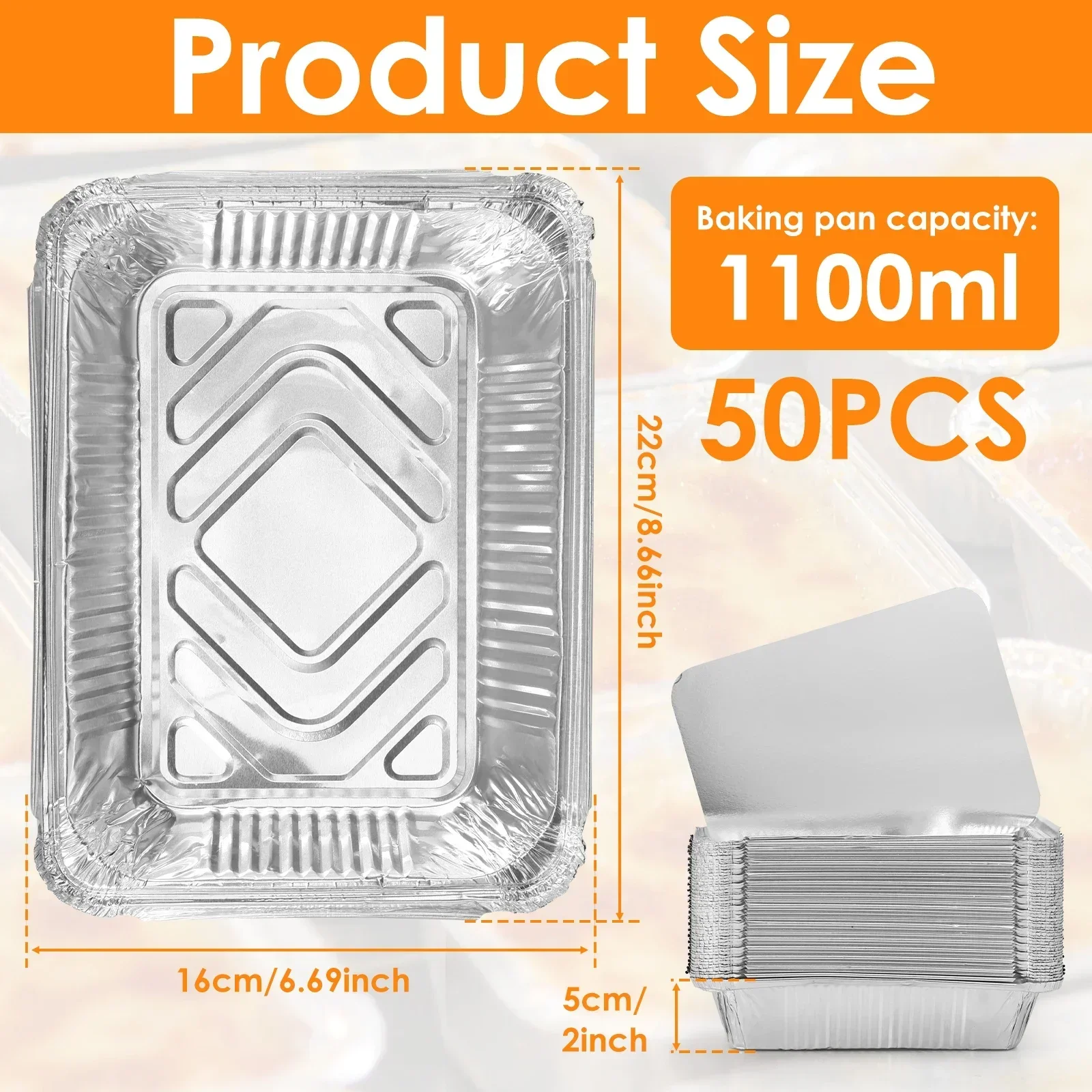 Kitchen Baking Tray Set - 50/100pcs Aluminum Foil Trays with Lids