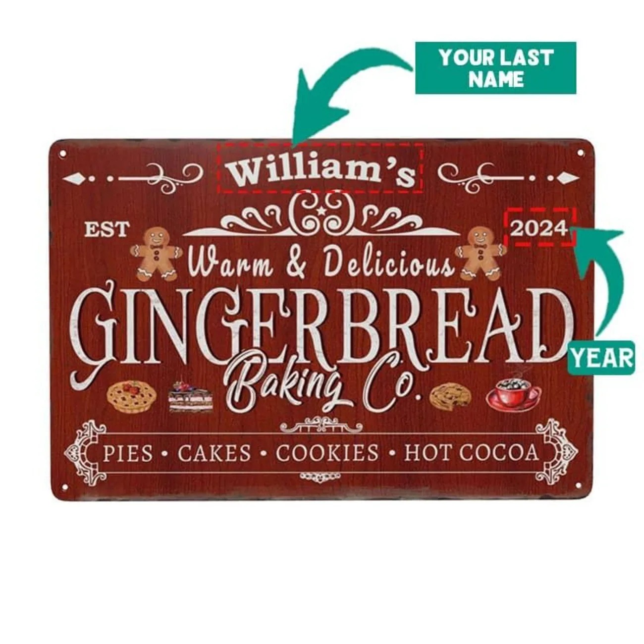 Kitchen For Baking - 1pc Personalized Gingerbread Baking Co. Aluminum