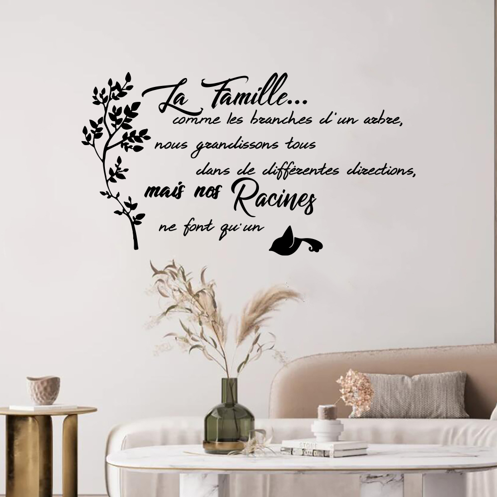 Kitchen Queen - French Family Quote Tree Bird Wall