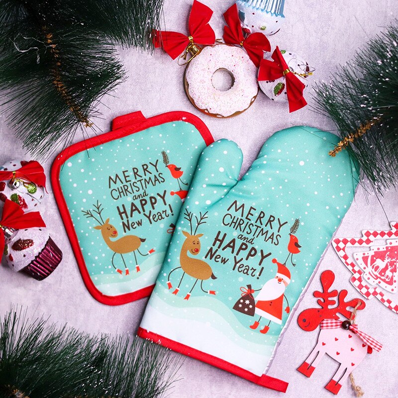 Kitchen Baking Ware - 2pcs/set Christmas Oven Mitts and Pot
