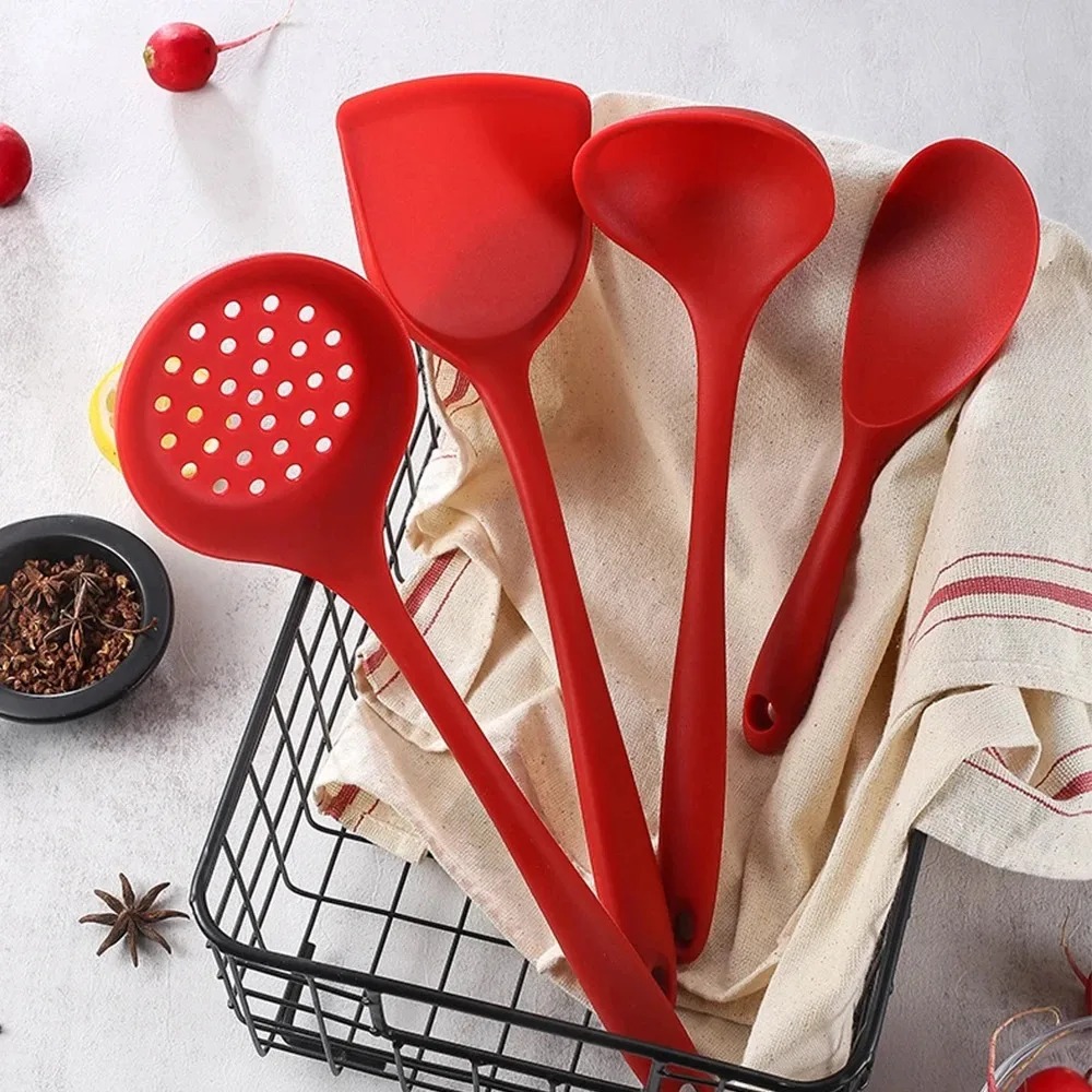 Offset Spatula Set - 6Pcs Silicone Kitchen Utensils Set Spatulas,Slotted