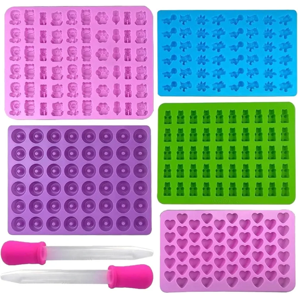 Kitchen Baking Tray Set - 5Pcs Candy Silicone Moulds with 2