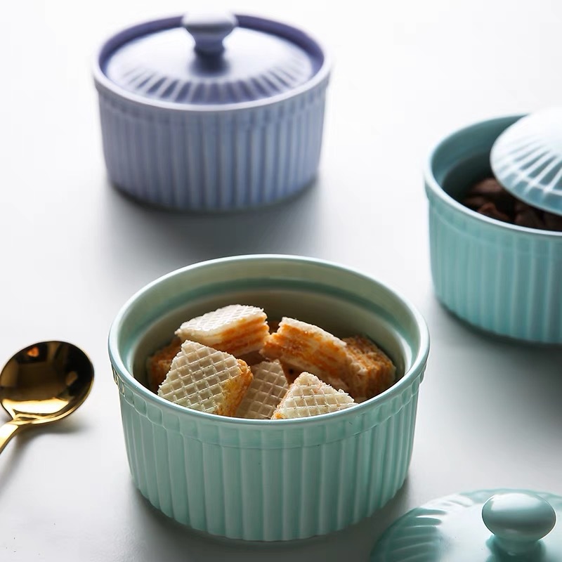 Ceramic Ramekin Bowl with Lid  - Kitchen Baking Tray Set recension och pris