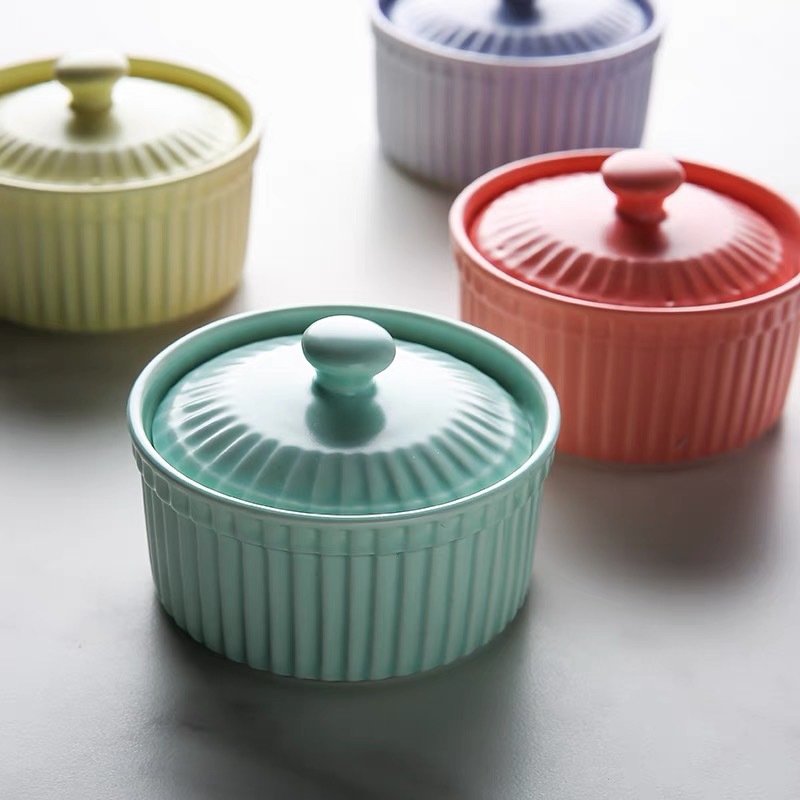 Ceramic Ramekin Bowl with Lid  - Kitchen Baking Tray Set recension och pris