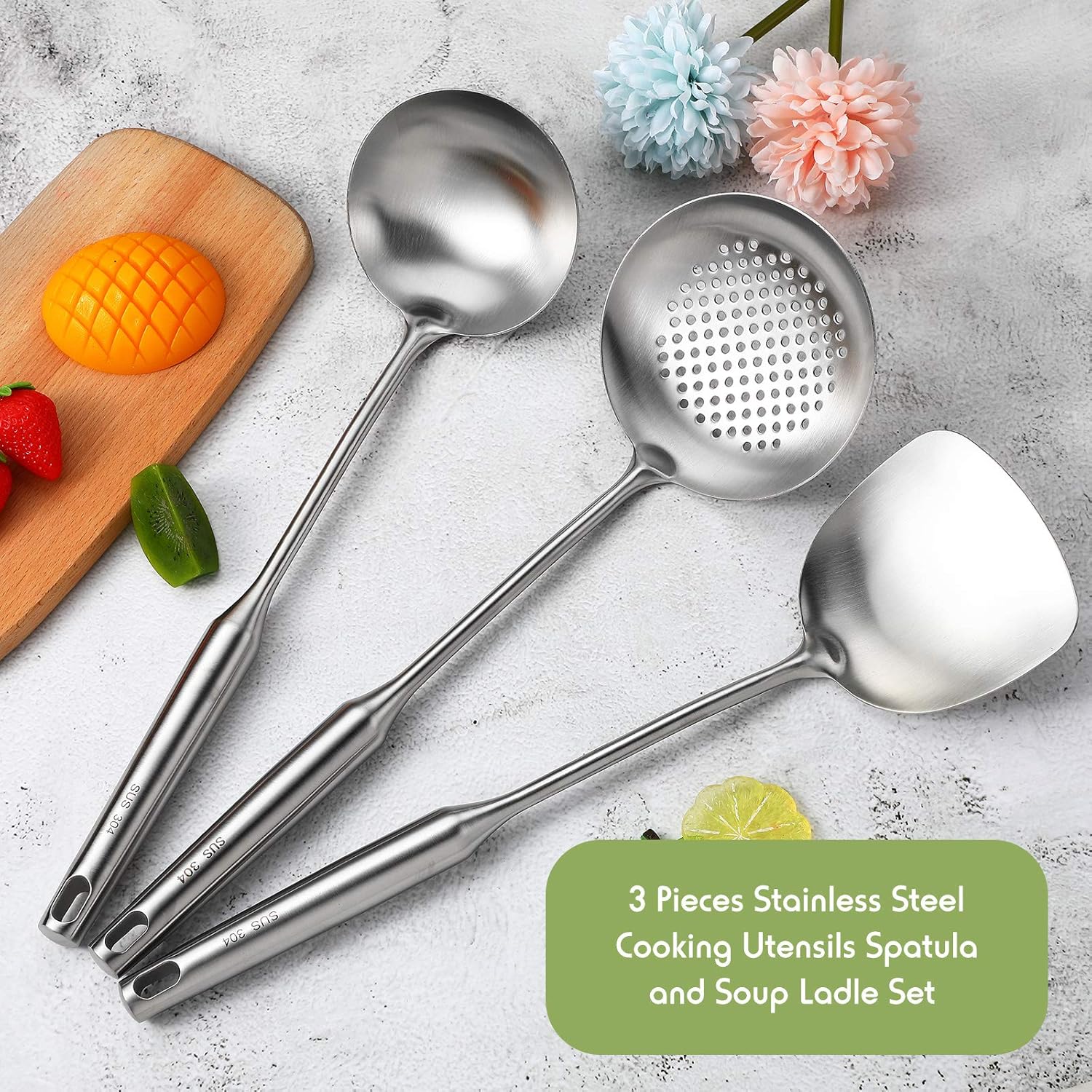 Wok Spatula, Ladle and Large S - Offset Spatula Set recension och pris