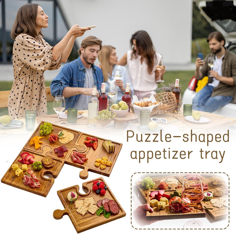 Wooden Puzzle Shaped Appetizer - Kitchen Baking Tray Set recension och pris