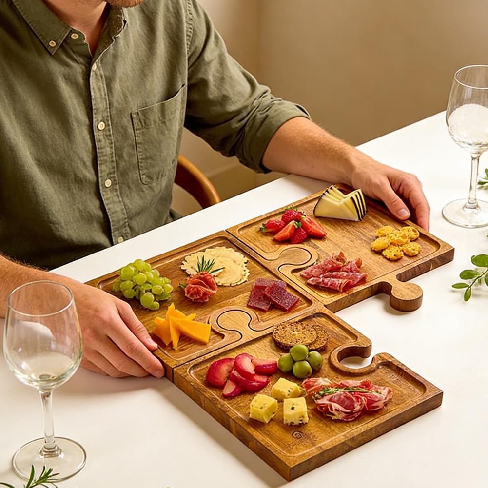 Wooden Puzzle Shaped Appetizer - Kitchen Baking Tray Set recension och pris