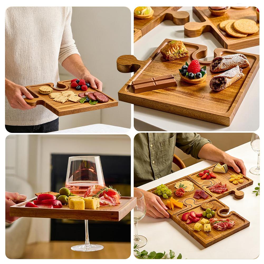 Wooden Puzzle Shaped Appetizer - Kitchen Baking Tray Set recension och pris