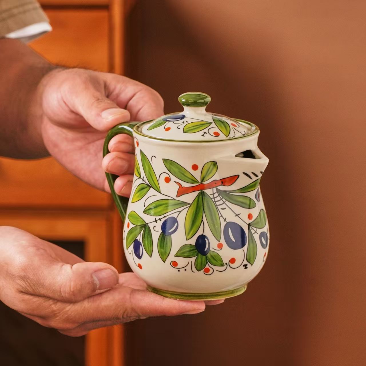 Olive Green Ceramic Flower Oil - Kitchen Queen recension och pris