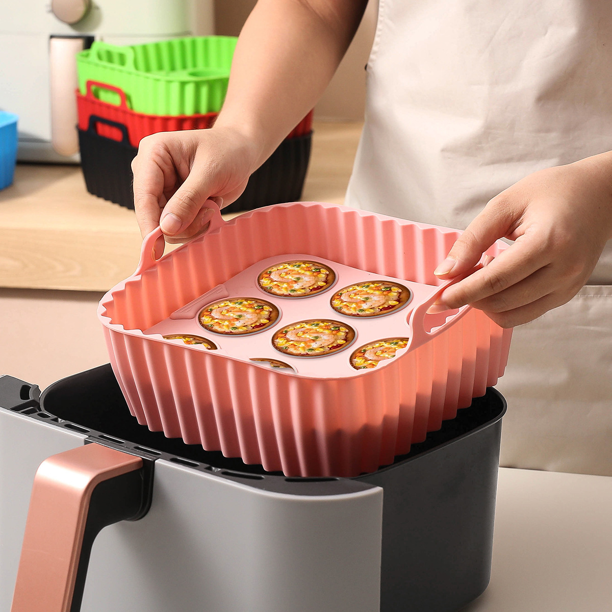 2pcs Silicone Air Fryer Liners - Kitchen Baking Tray Set recension och pris