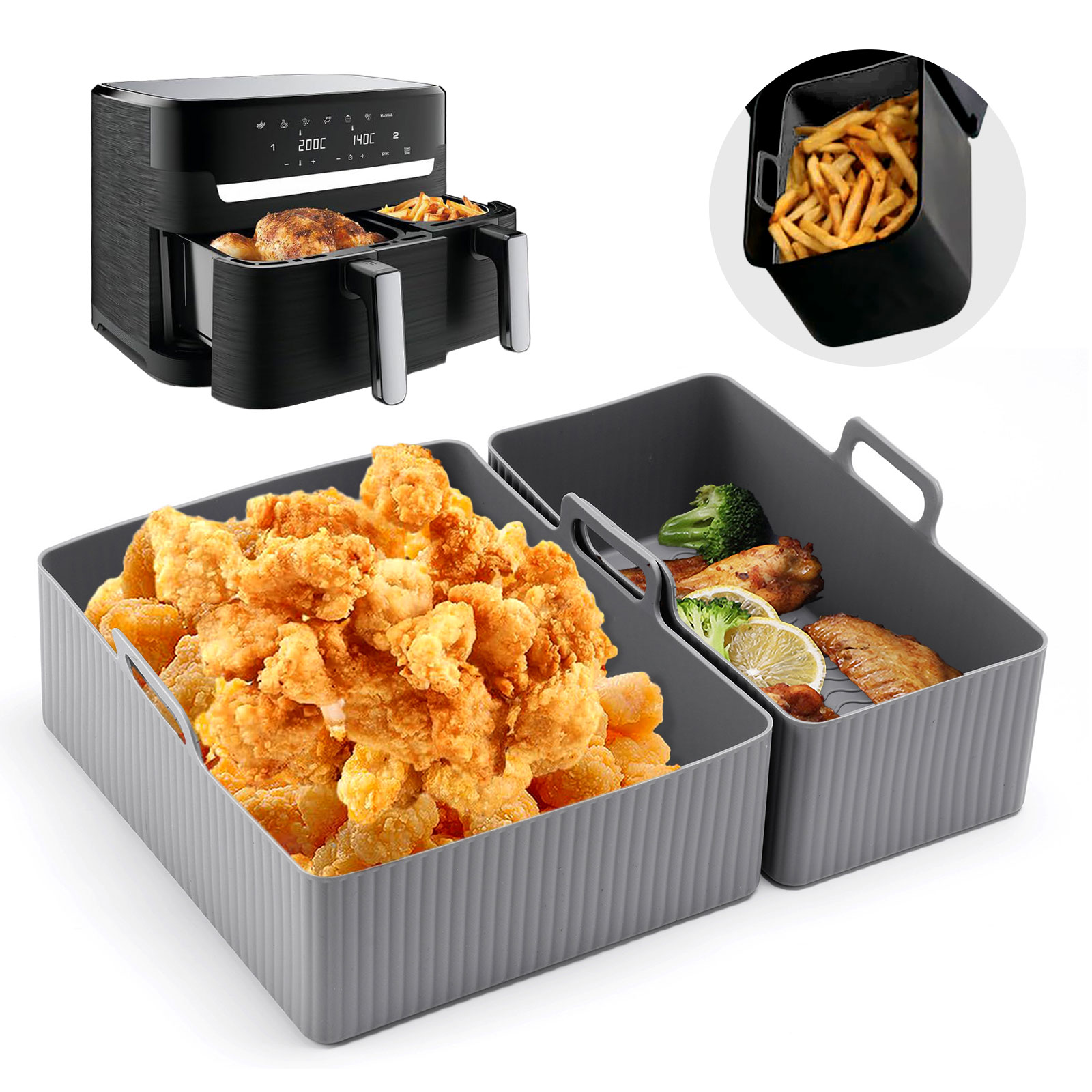 2pcs Set Silicone Air Fryer Ma - Kitchen Baking Tray Set recension och pris