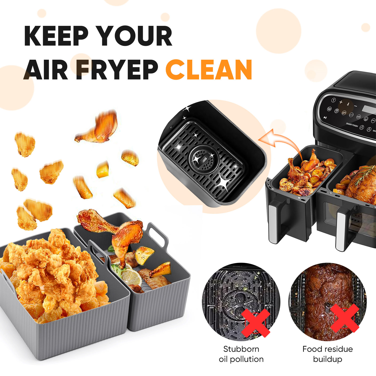 2pcs Set Silicone Air Fryer Ma - Kitchen Baking Tray Set recension och pris