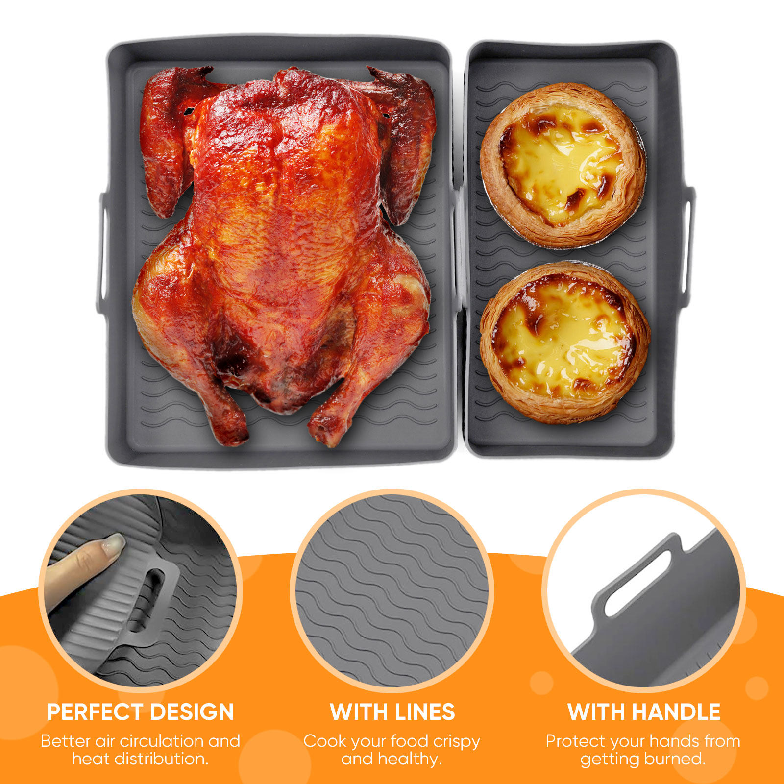 2pcs Set Silicone Air Fryer Ma - Kitchen Baking Tray Set recension och pris